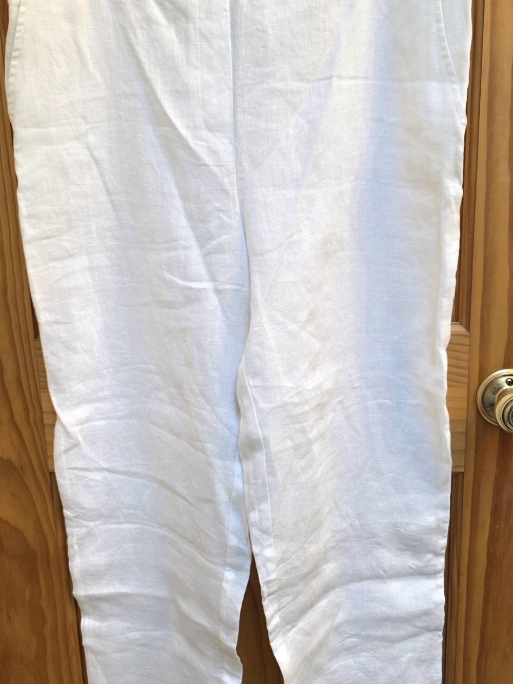 Chico's White Cropped Linen-Blend Ankle Pants